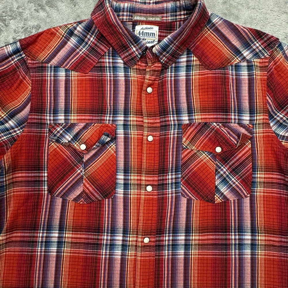 44 MM Plaid Shirt Men's Size X-Large Pearl Snap Long Sleeve - Picture 3 of 13